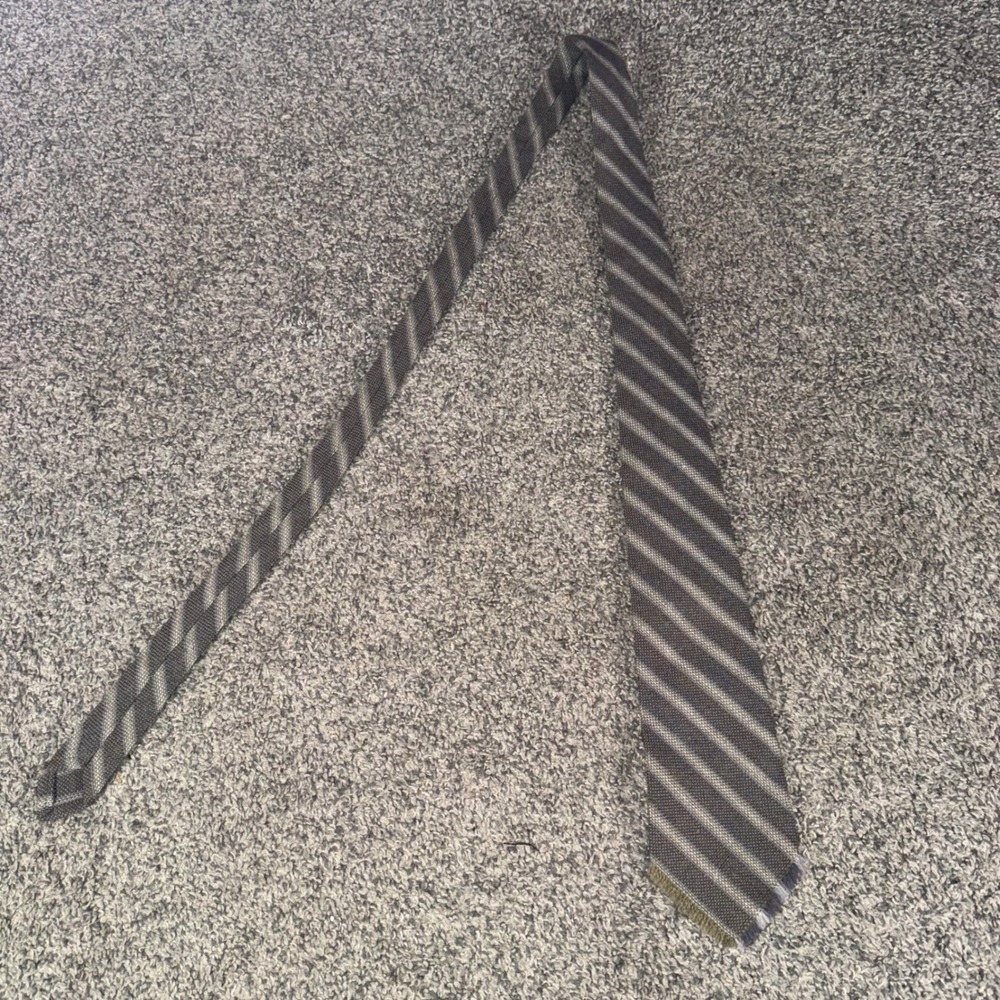 Vardoc‎ of Oxford Striped Necktie Mens OS Grey Pure New Wool England